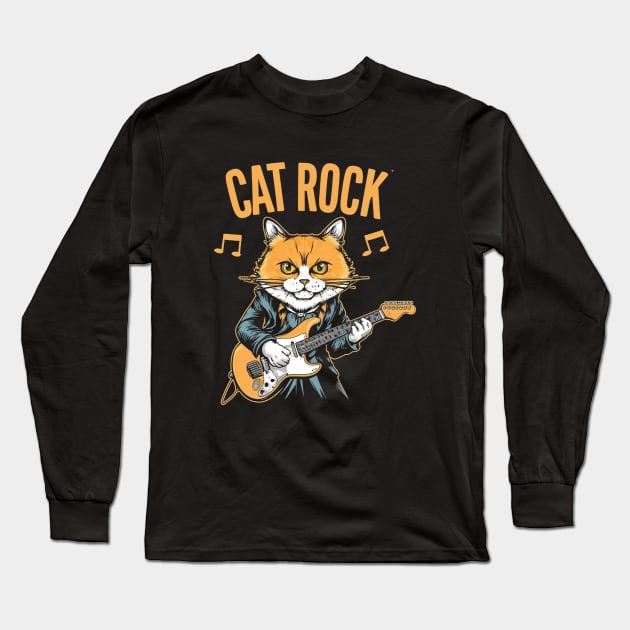 Cat rock Long Sleeve T-Shirt by Aldrvnd